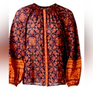 Kobi Halperin Orange and Blue Patterned Blouse